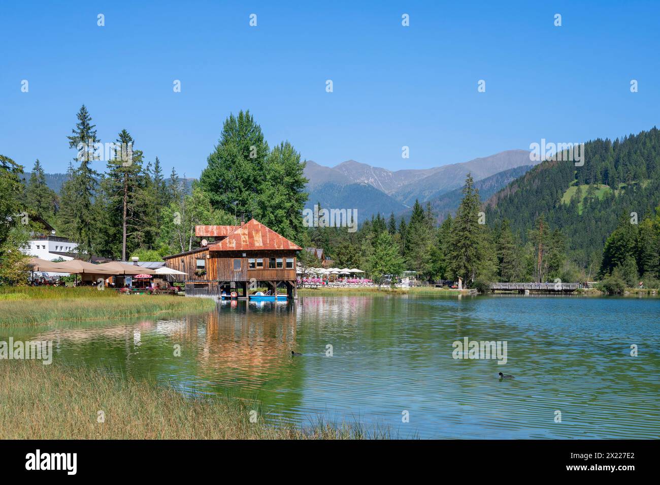 Toblacher See, Dolomiten, Hochpustertal, Provinz Bozen, Trentino-Südtirol, Südtirol, Südtirol, Italien Stockfoto