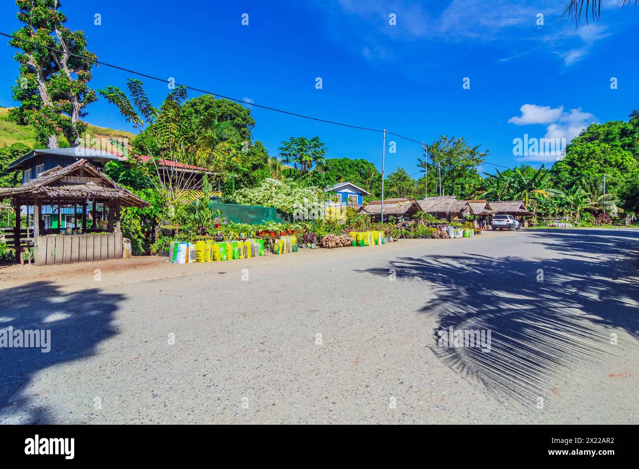 Blick auf den unabhängigen Inselstaat der Salomonen, hier die Hauptstadt Honiara und ihre Umgebung im südwestlichen Pazifik. Stockfoto