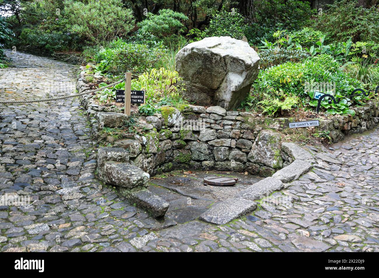 Der Giant's Well und das Giant's Heart, das ist ein Stein, St. Michael's Mount, Mount's Bay, Marazion, Penzance, Cornwall, England, Vereinigtes Königreich Stockfoto