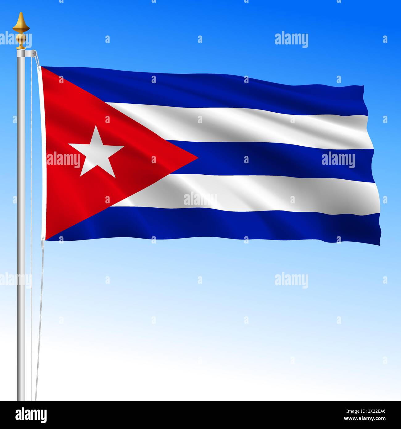 Kuba offizielle nationale winkende Flagge, amerikanisches Land, Vektor-Illustration Stock Vektor