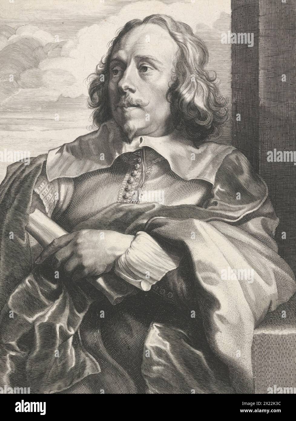 Robert van Voerst. Aus Icones prinzipum virorum („die Ikonographie“), vor 1637. Der flämische Künstler Robert van Voerst (1597–1635/6) studierte Kupferstich bei Crispin van de Passe. 1628 kam er zum ersten Mal nach England und wurde kurz darauf zum königlichen Kupferstecher von Karl I. ernannt Seine größten Werke waren seine Porträtstiche für van Dyck, die er in Auftrag gab, als dieser große Künstler nach England kam. Dazu gehörten die berühmten Porträtstiche von Karl I. und seiner Königin Inigo Jones, Sir George Carew und Philip, Earl of Pembroke. Stockfoto