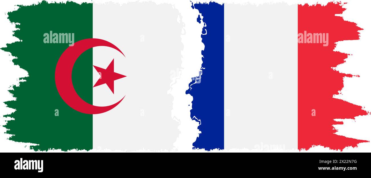 Frankreich und Algerien Grunge Flaggen Verbindung, Vektor Stock Vektor