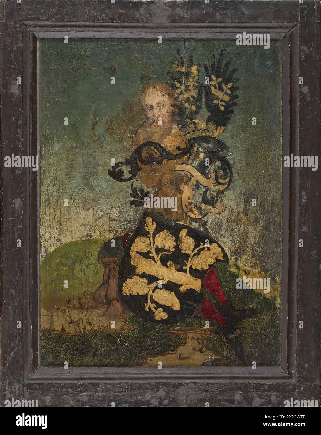Figur mit Wappen (verso), 1487. Stockfoto
