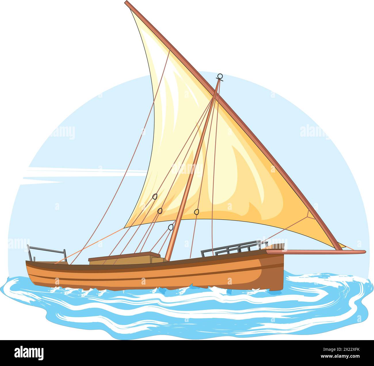 Vektor-Segelboot in einem Ozean-Vektor Stock Vektor