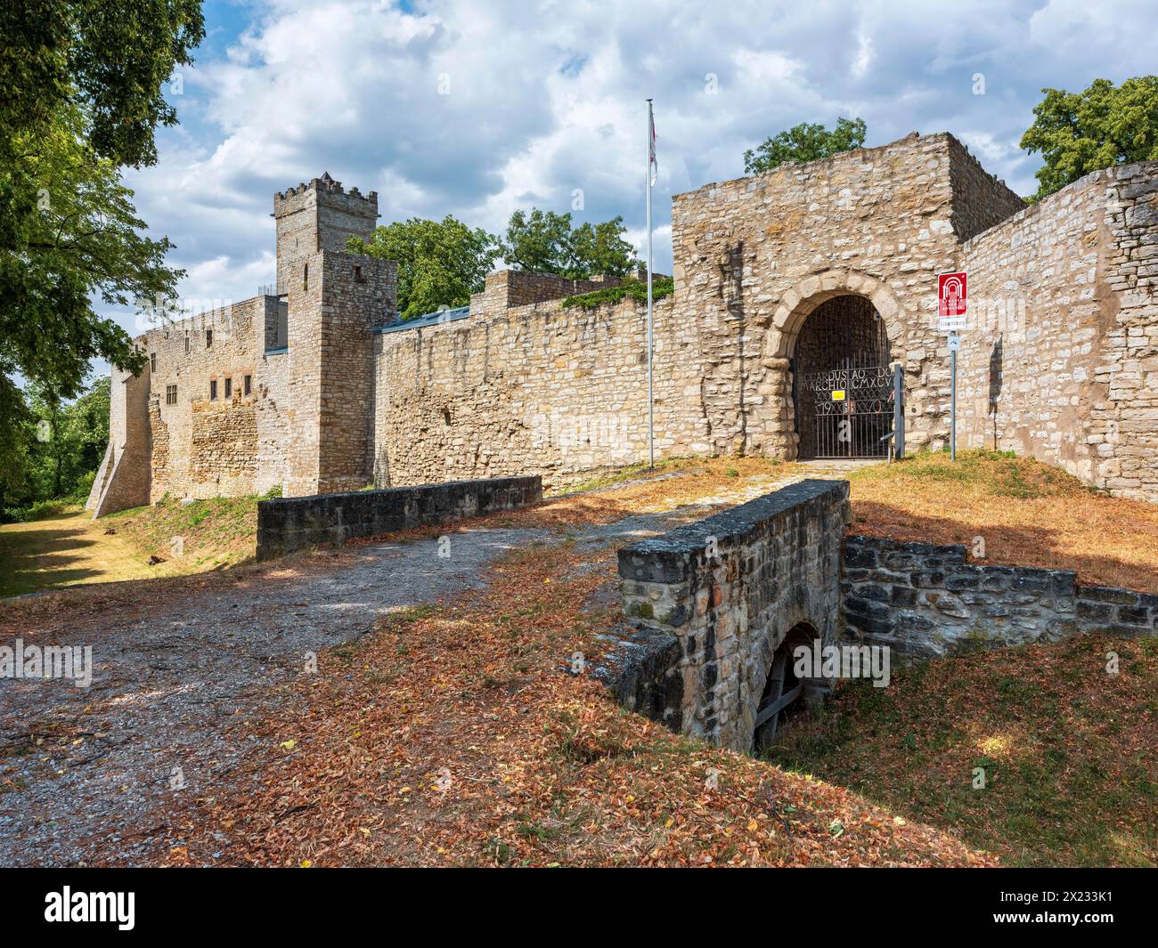 Die Ruine von Schloss Eckartsburg, Eckartsberga, Sachsen-Anhalt, Deutschland Stockfoto