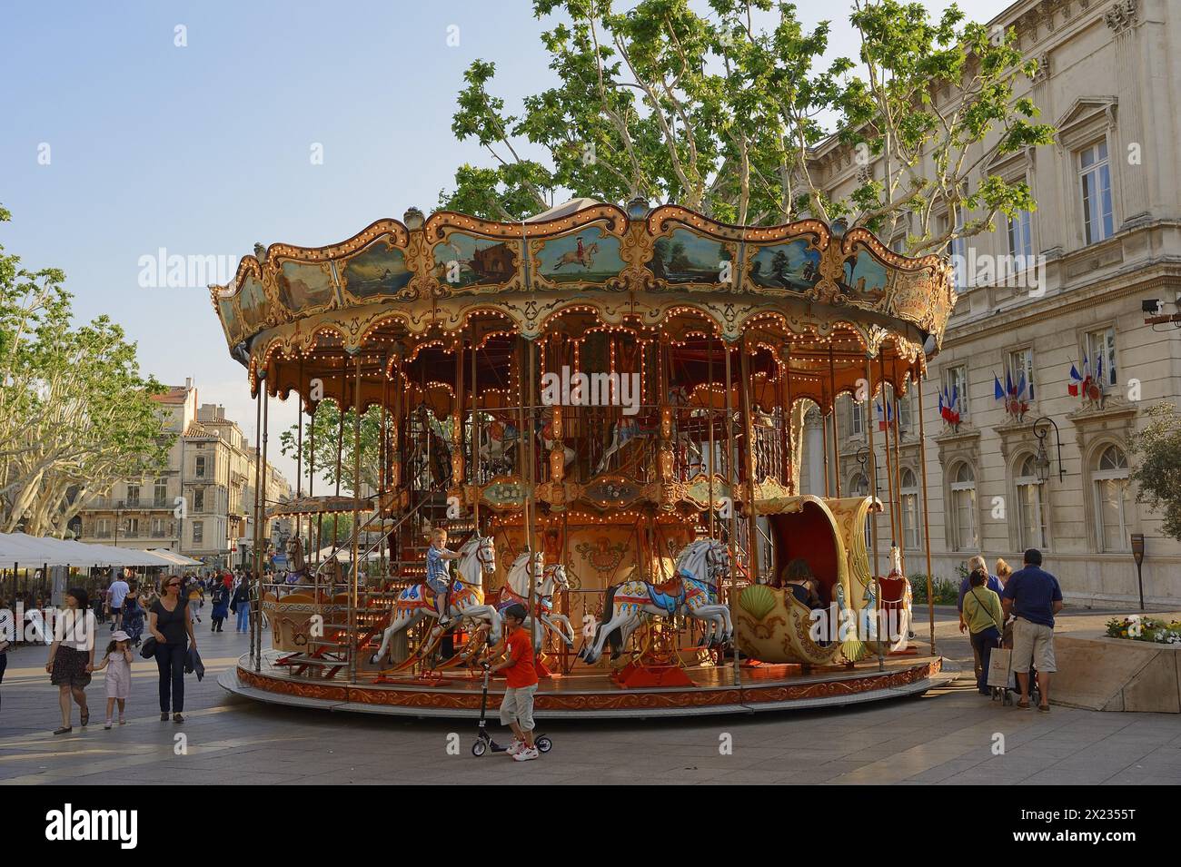 Karussell, Place de l'Horloge, Avignon, Vaucluse, Provence-Alpes-Cote d'Azur, Südfrankreich, Frankreich Stockfoto