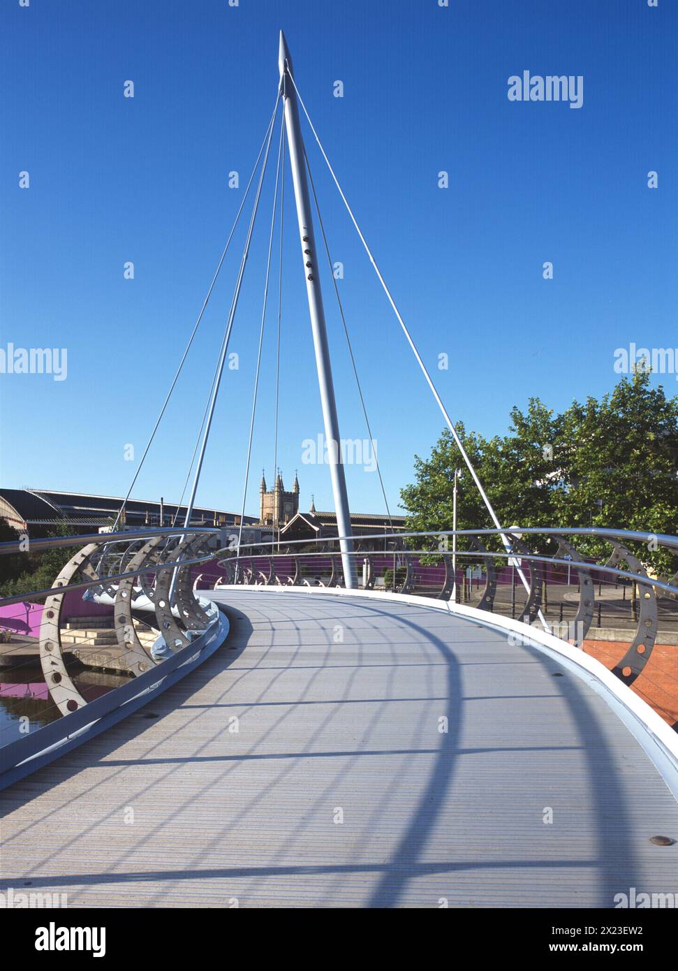 S-förmige Valentine Bridge, Temple Meads, Bristol, England, Großbritannien Stockfoto