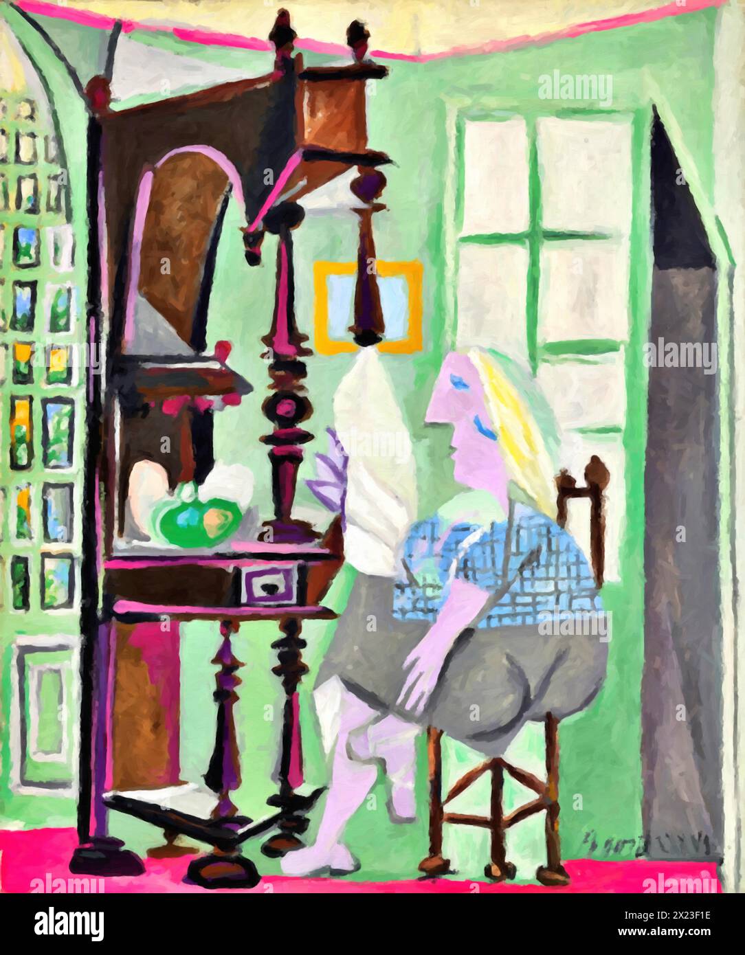 Frau am Buffet, 1936 (Gemälde) des Künstlers Picasso, Pablo (1881-1973) Spanisch. Stock Vektor