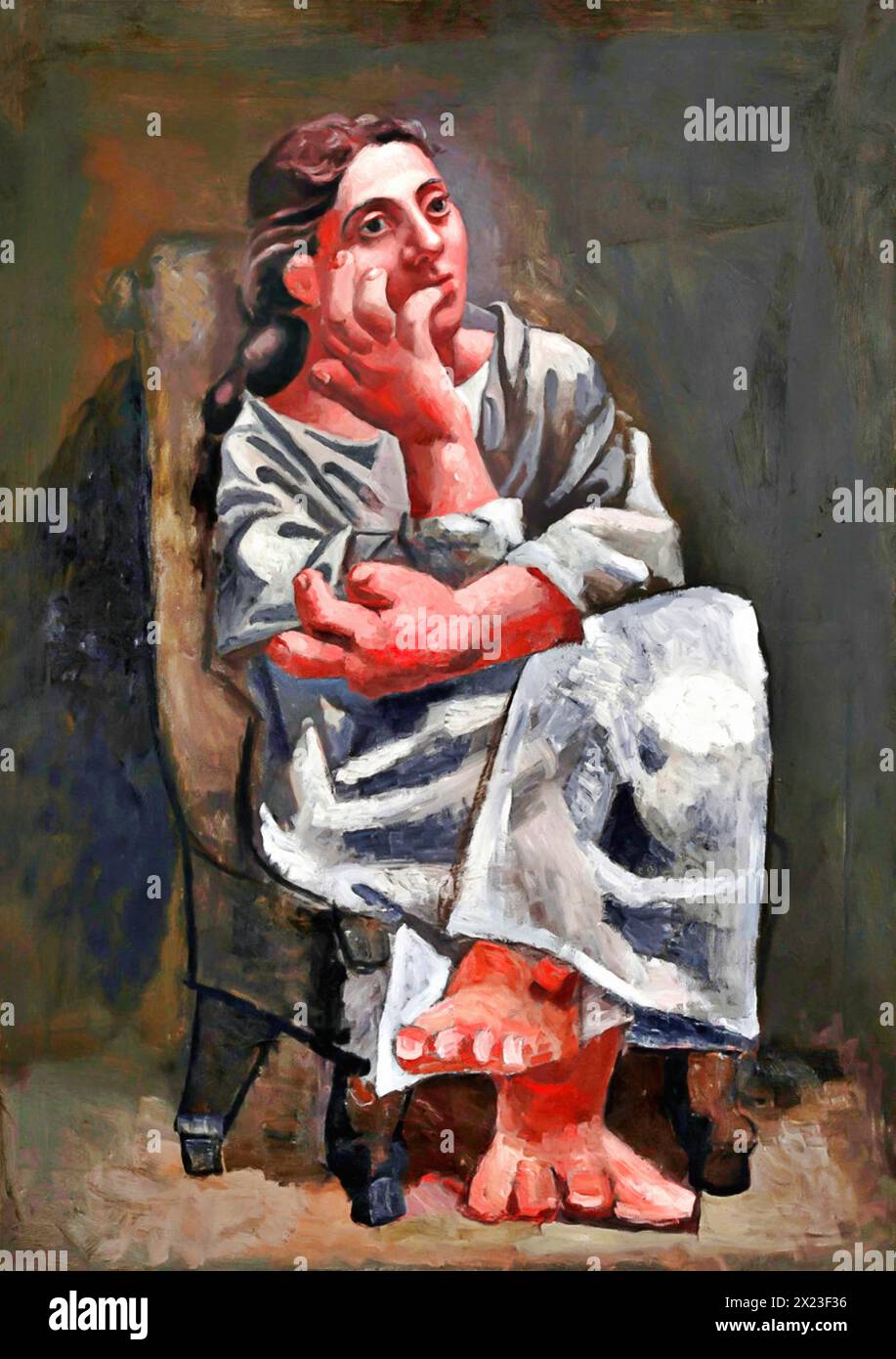 Sitzende Frau, 1920 (Gemälde) des Künstlers Picasso, Pablo (1881–1973) Spanisch. Stock Vektor