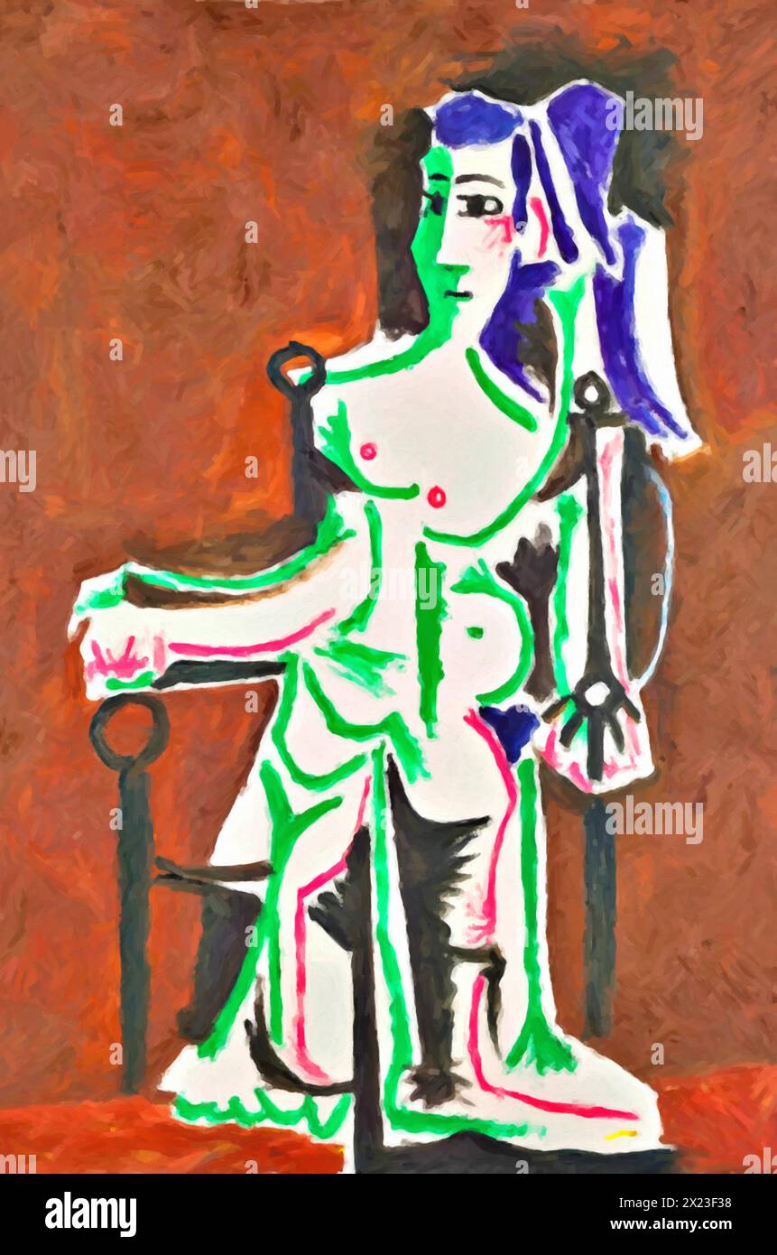 Sitzende Frau, 1963 (Gemälde) des Künstlers Picasso, Pablo (1881–1973) Spanisch. Stock Vektor