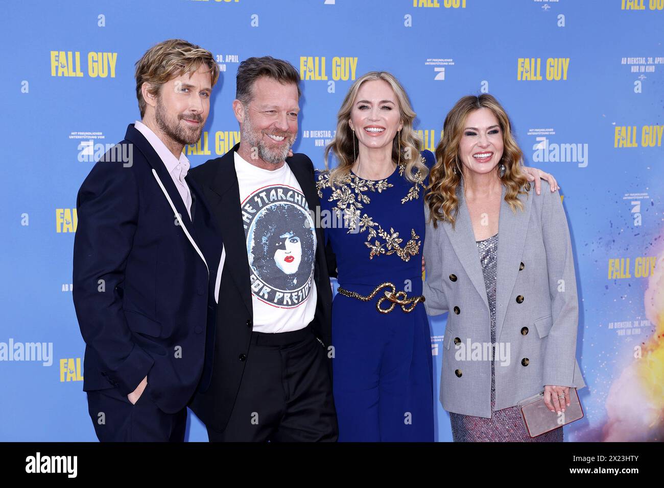 Ryan Gosling, Regisseur David Leitch, Emily Blunt und Kelly McCormick bei der „The Fall Guy' Kino Premiere am 19.04.2024 in Berlin Stockfoto