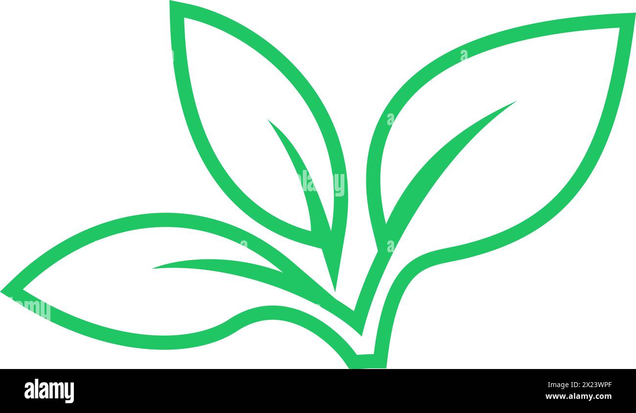 Lineares grünes Leaves-Symbol als Naturschutz und Umweltschutz Stock Vektor
