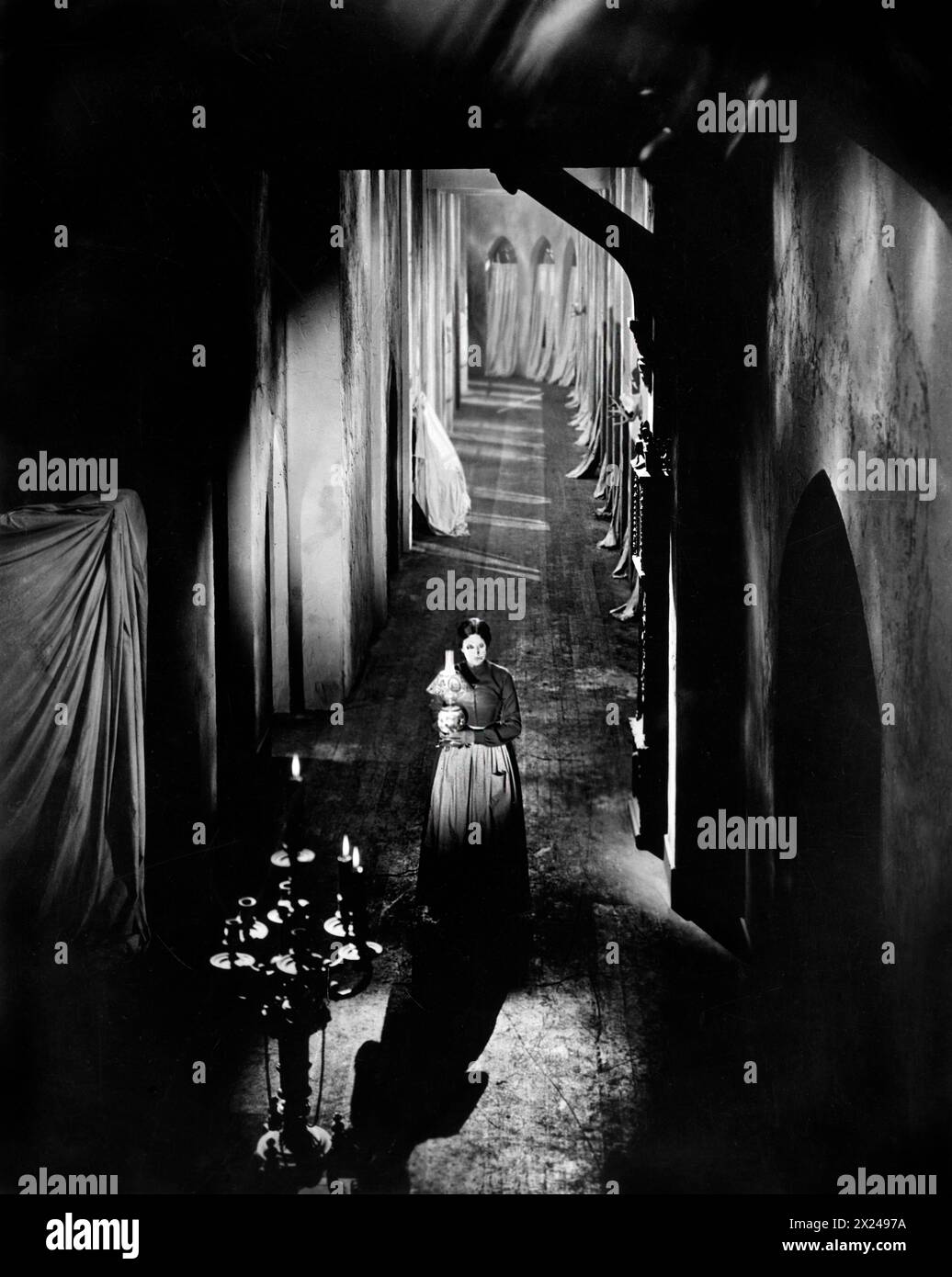 Martha Maddox, am Set des Stummfilms "die Katze und der Kanarienvogel", Universal Pictures, 1927 Stockfoto