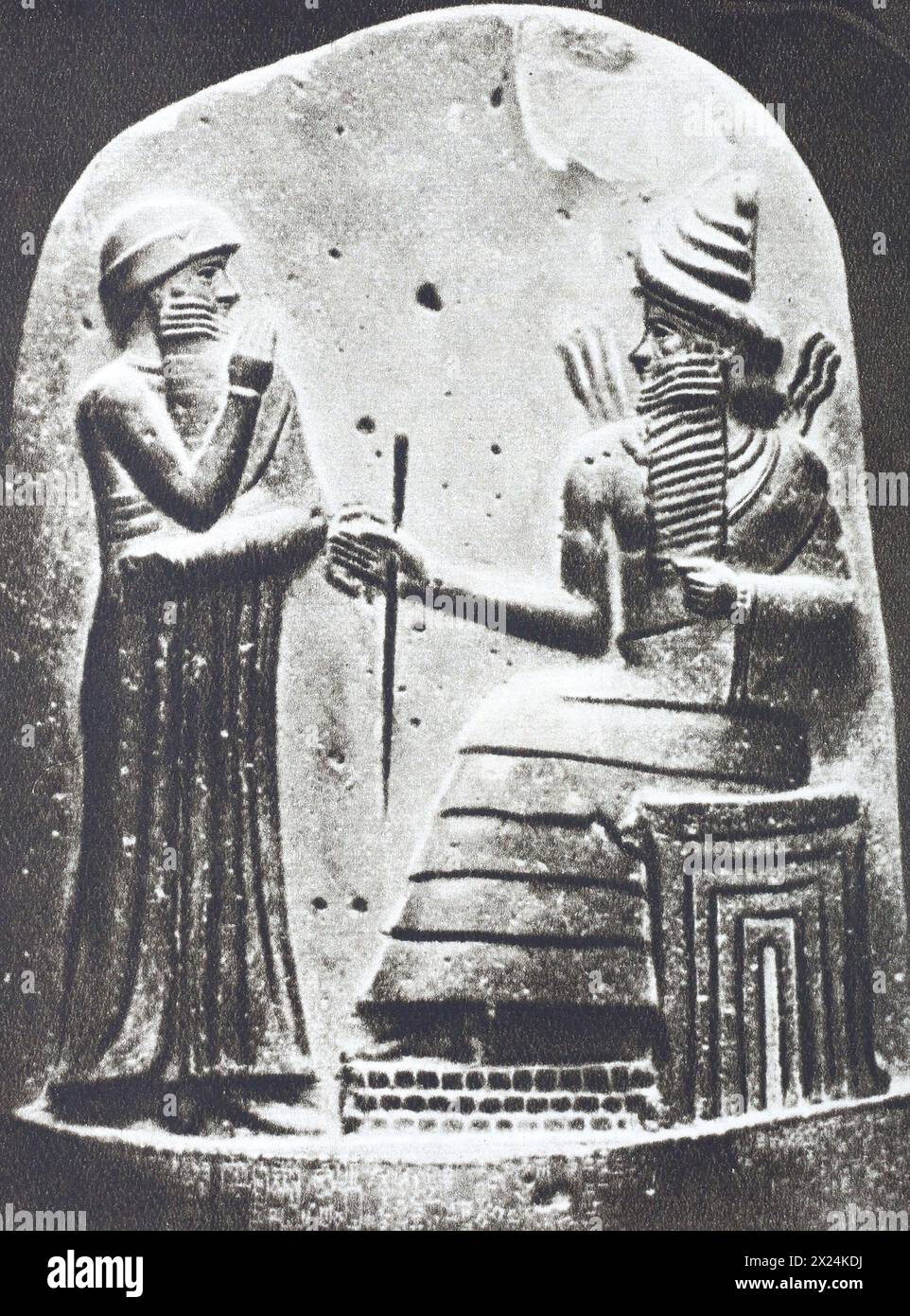 Stele von König Hammurabi. Foto aus der Mitte des 20. Jahrhunderts. Stockfoto