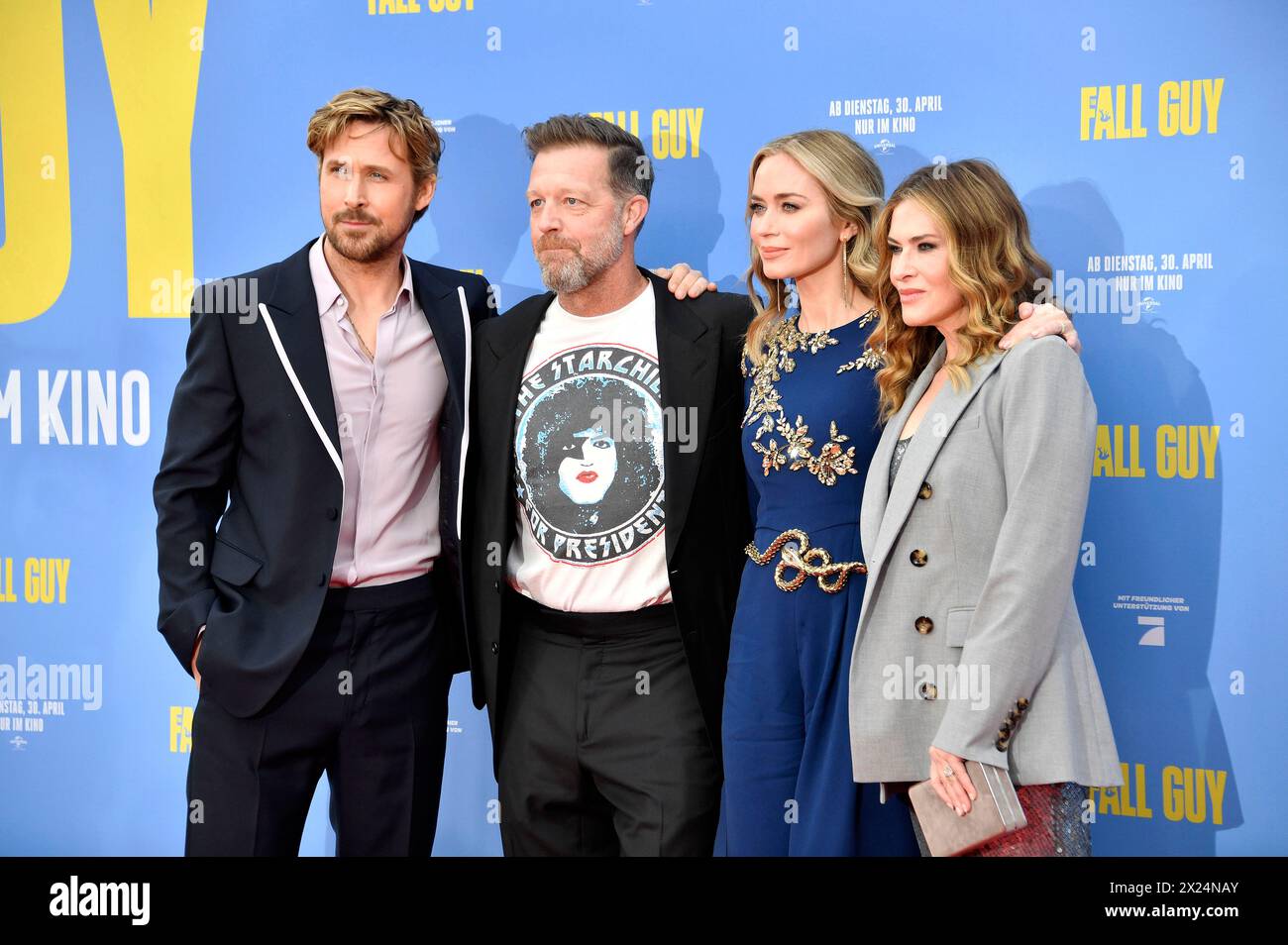 Ryan Gosling, David Leitch, Emily Blunt und Kelly McCormick bei der Premiere des Kinofilms 'The Fall Guy' im UCI Luxe Uber Platz. Berlin, 19.04.2024 Stockfoto