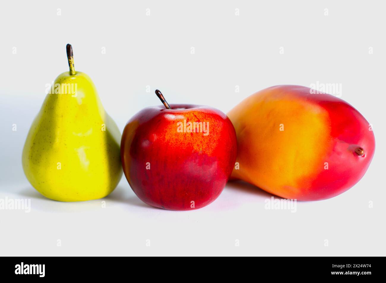 Leckere Früchte der Saison, ich schicke Apfel und Birne. Stockfoto