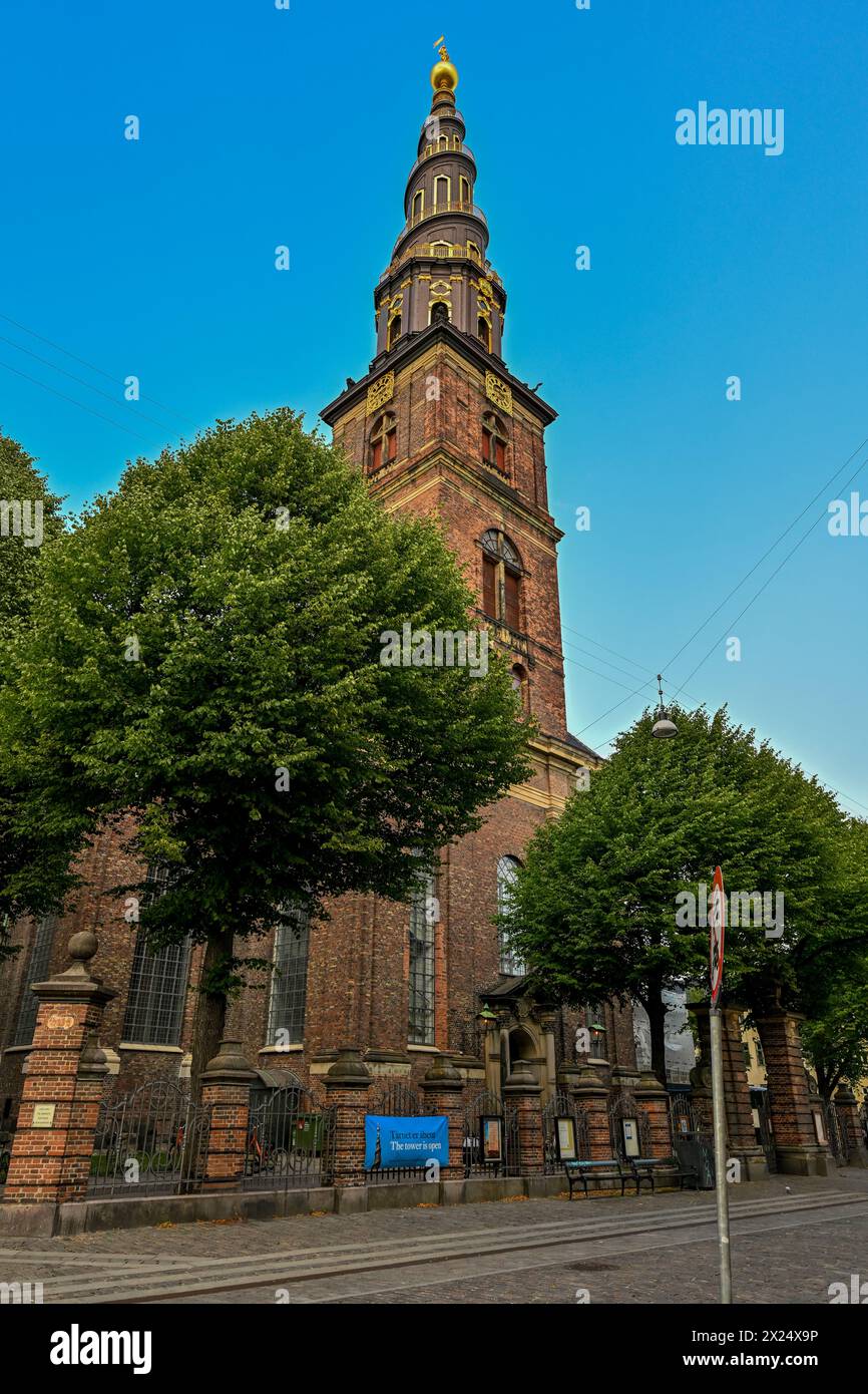Kopenhagen, Dänemark - 16. Juli 2023: Vor Frelsers Kirke, Kirche unseres Erlösers in Kopenhagen, Dänemark Stockfoto