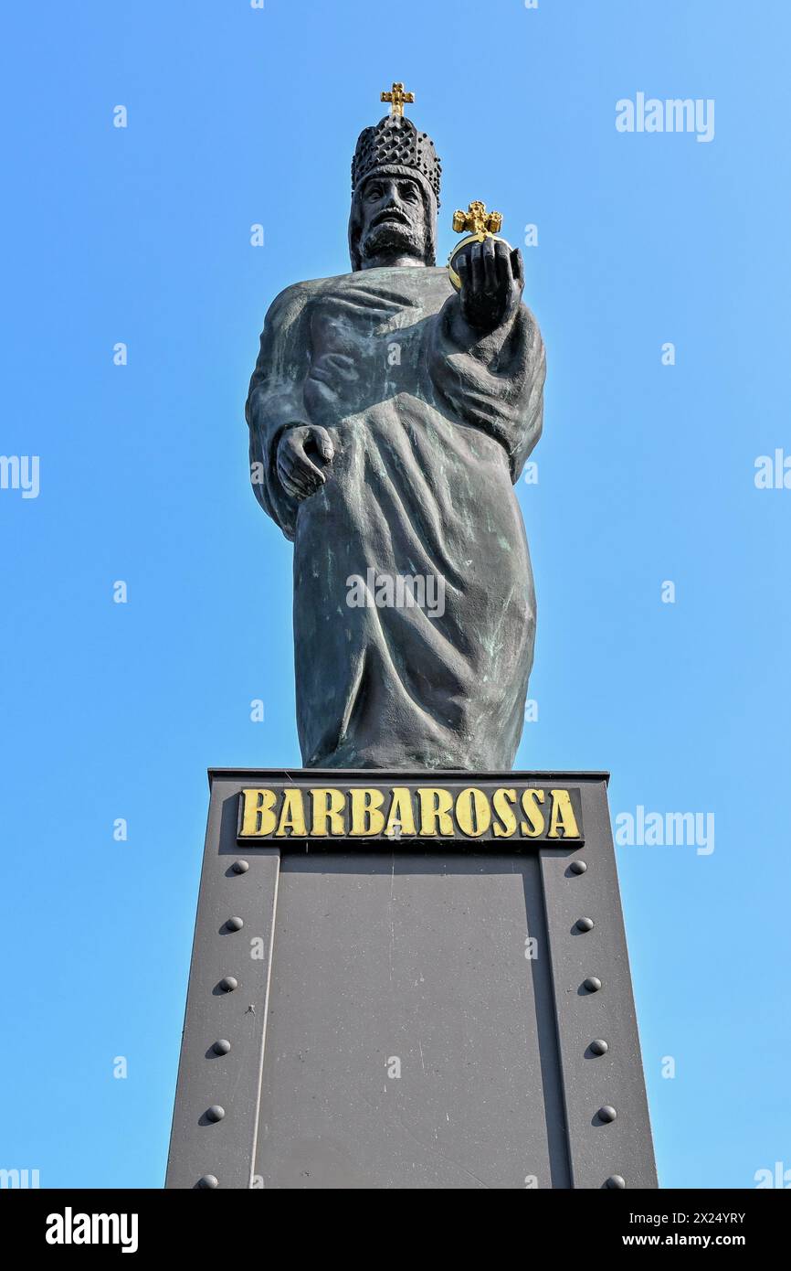 Barbarossa-Statue in Hamburg. Stockfoto