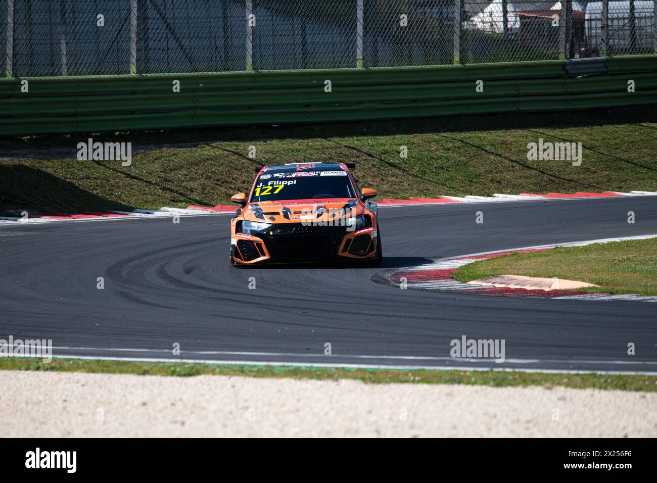 Vallelunga Circuit, Rom, Italien 19-04-2024 - FIA TCR World Tour, freies Training. John Filippi (Audi, Volcano Motorsport) in Aktion auf der Rennstrecke. Foto: Fabio Pagani/Alamy Live News Stockfoto