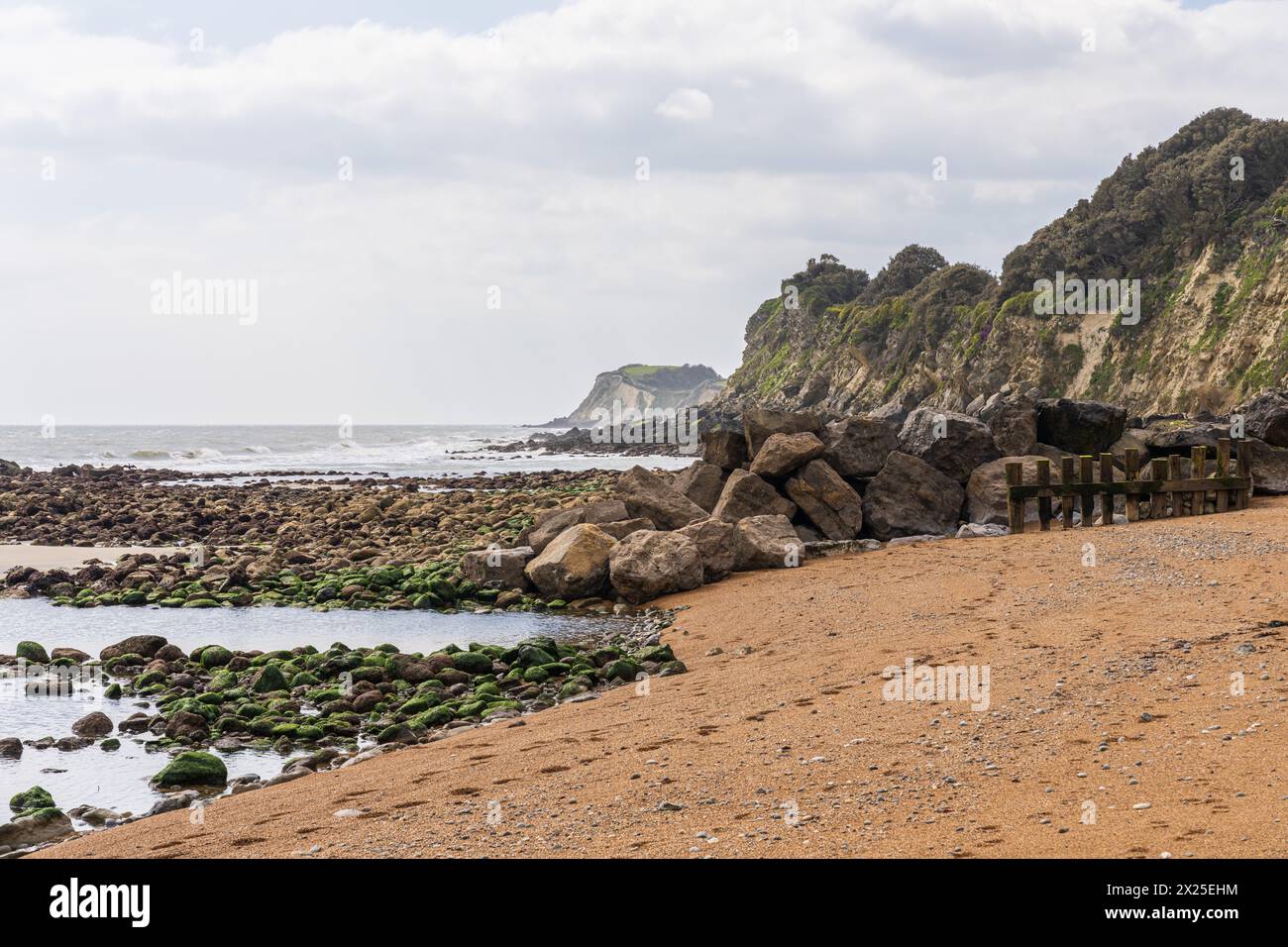 Die Kanalküste am Steephill Cove Beach in der Nähe von Castle Cove, Isle of Wight, England, Großbritannien Stockfoto