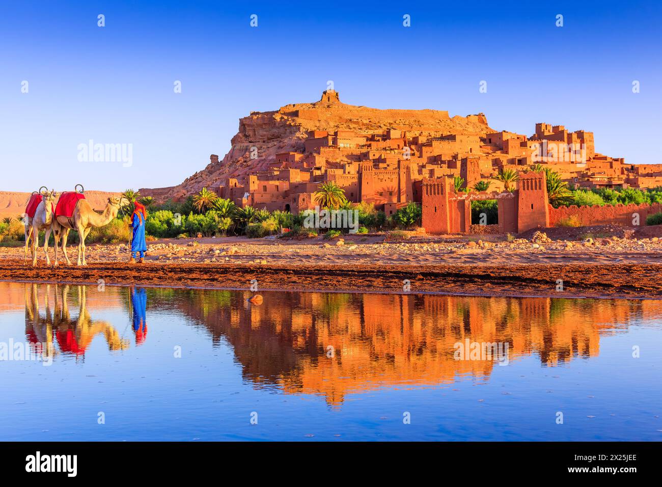 AIT-Ben-Haddou, Ksar oder befestigtes Dorf in der Provinz Ouarzazate, Marokko. Das beste Beispiel für die Architektur des südlichen Marokkos. Stockfoto