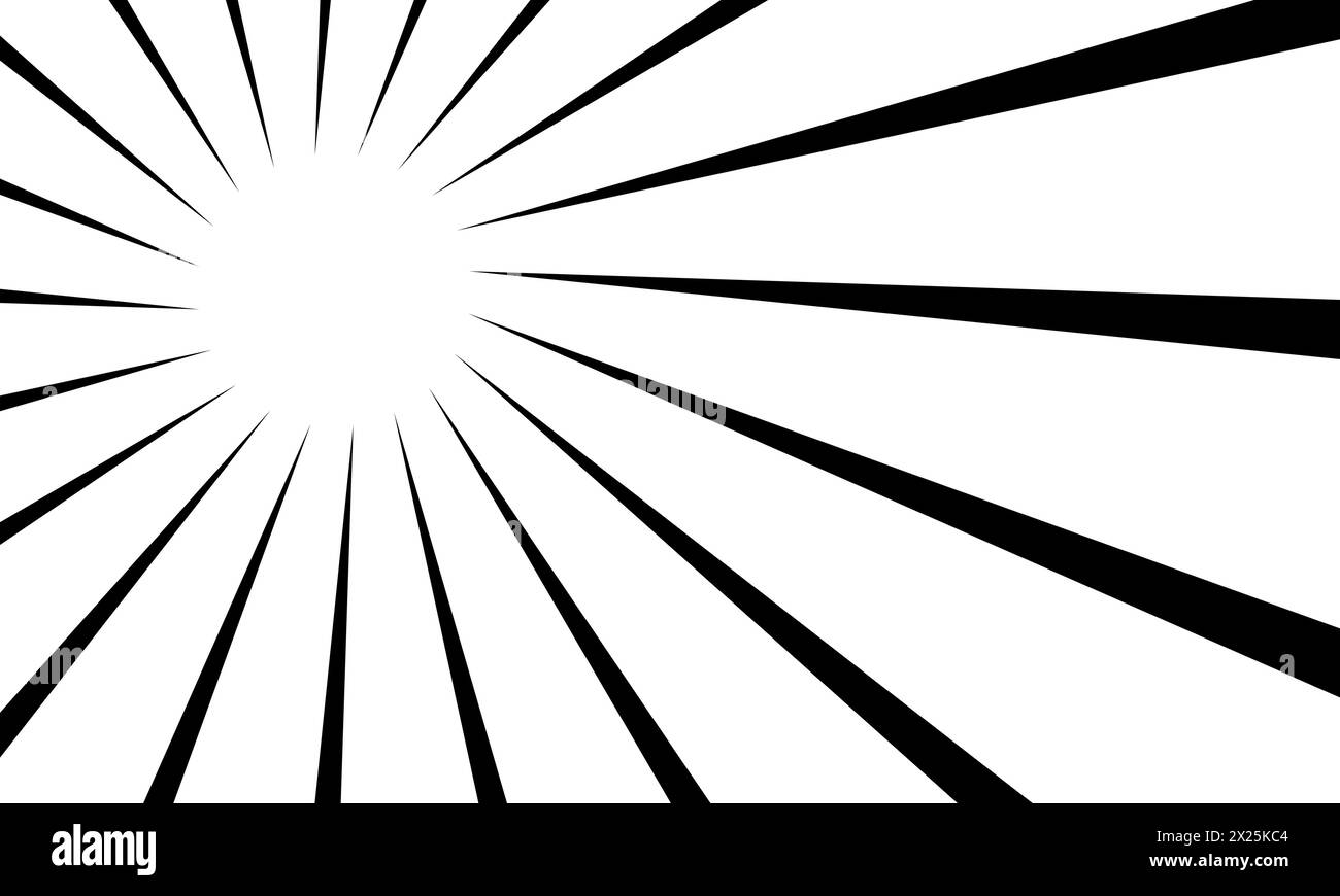 Überraschungs- oder Explosionseffekt für Manga-Zeichentrickhintergrund. Abbildung der Geschwindigkeitsvorlage für Elemente in Schwarzweiß Stock Vektor