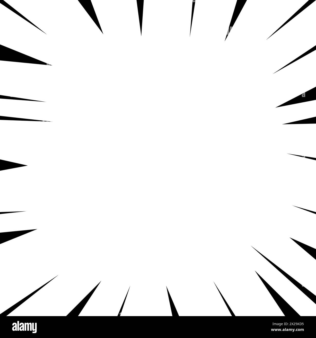 Überraschungs- oder Explosionseffekt für Manga-Zeichentrickhintergrund. Abbildung der Elementaktion für Geschwindigkeitslinien in Schwarzweiß Stock Vektor