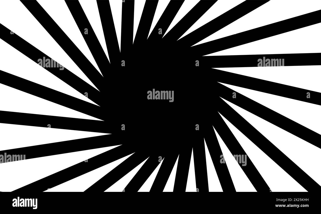 Schwarzes und weißes Muster für radiale Konzentrationslinien. Abstrakter Hintergrund für Ornament, Dekorationen, Vorlagen, Comic-Element Stock Vektor