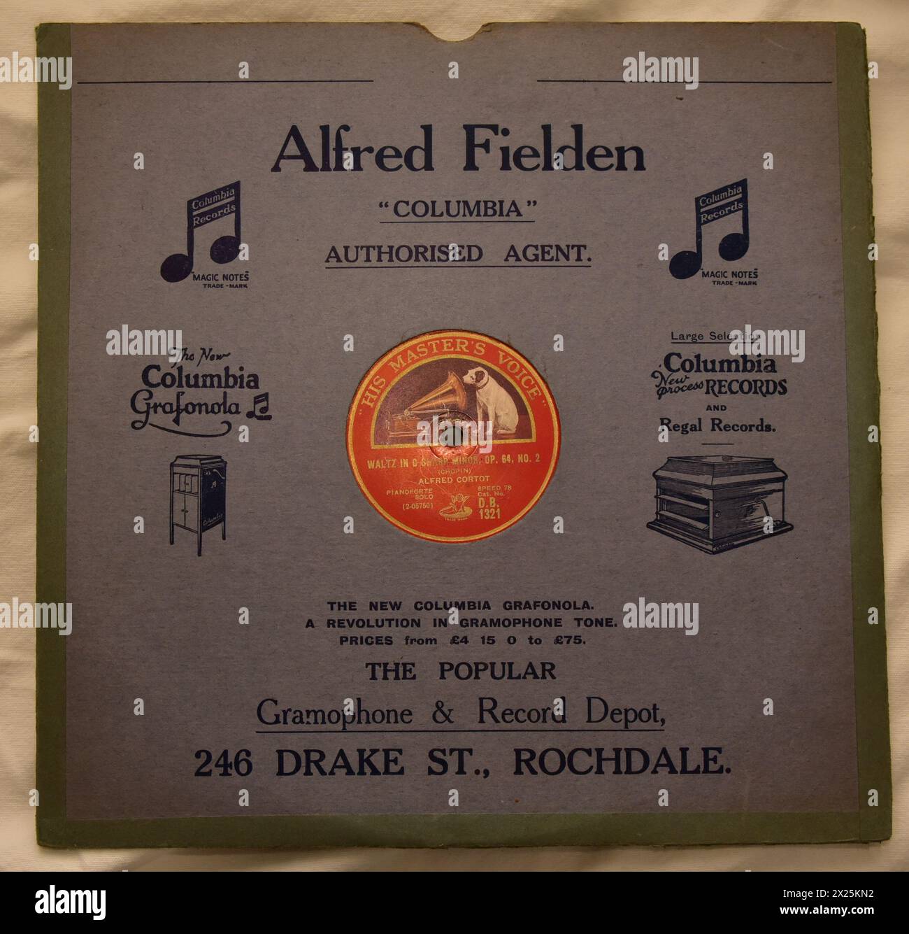 Plattenhülle mit 78 U/min, antikes Vintage-Vinyl Stockfoto