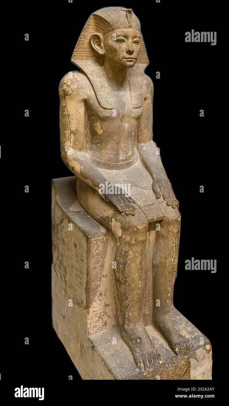Ägypten, Kairo, Ägyptisches Museum, Statue von Amenemhat III. Aus Hawara. Stockfoto