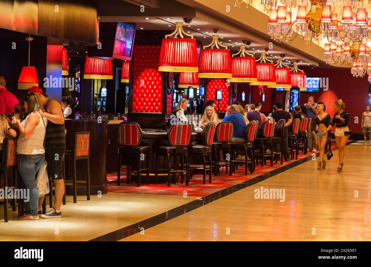 Las Vegas, Nevada.  Die Linq-Casino.  Menschen bei einem Drink entspannen. Stockfoto