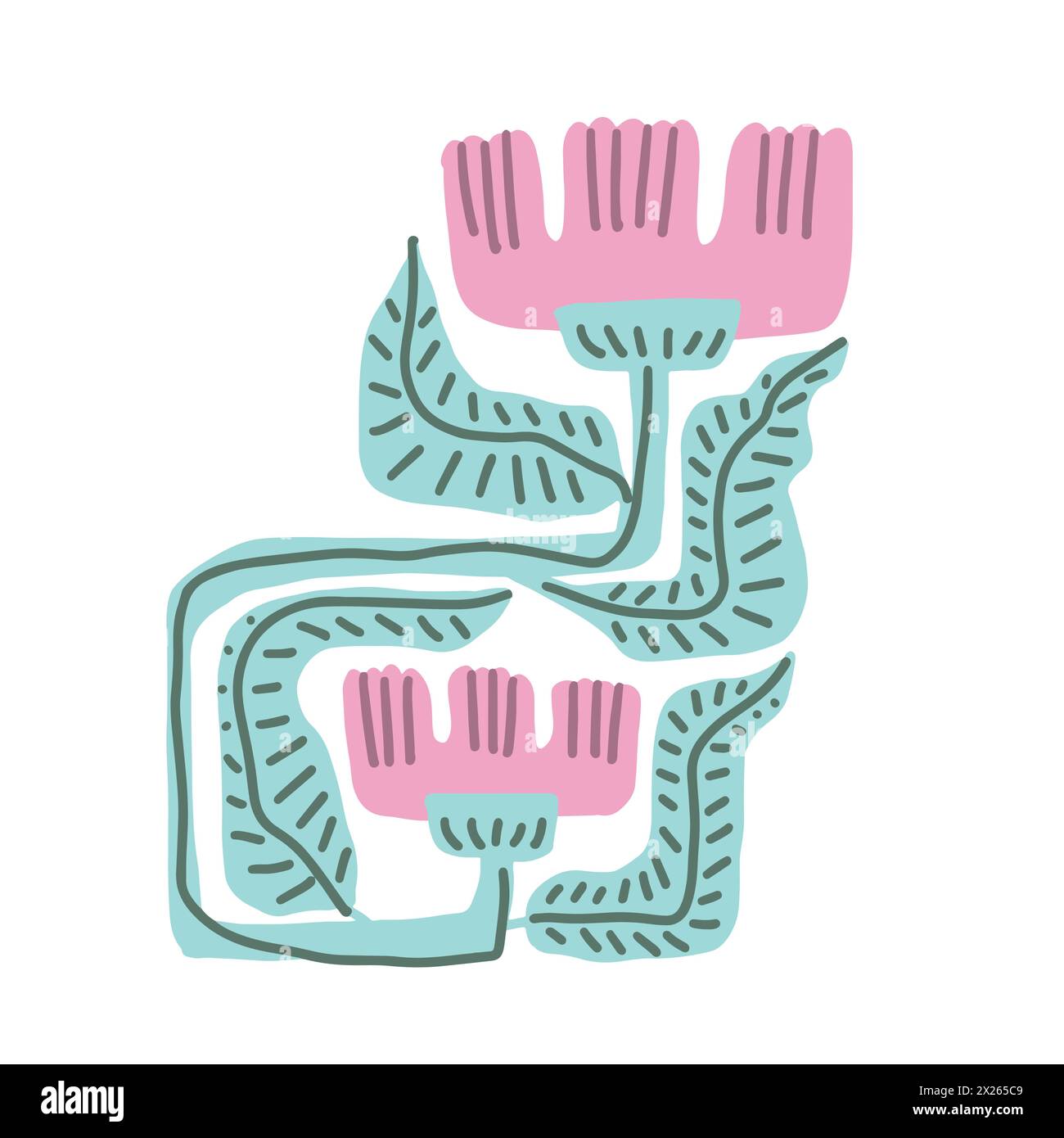 Farbenfrohe, florale Kritzelillustration in einem trendigen Stil Stock Vektor