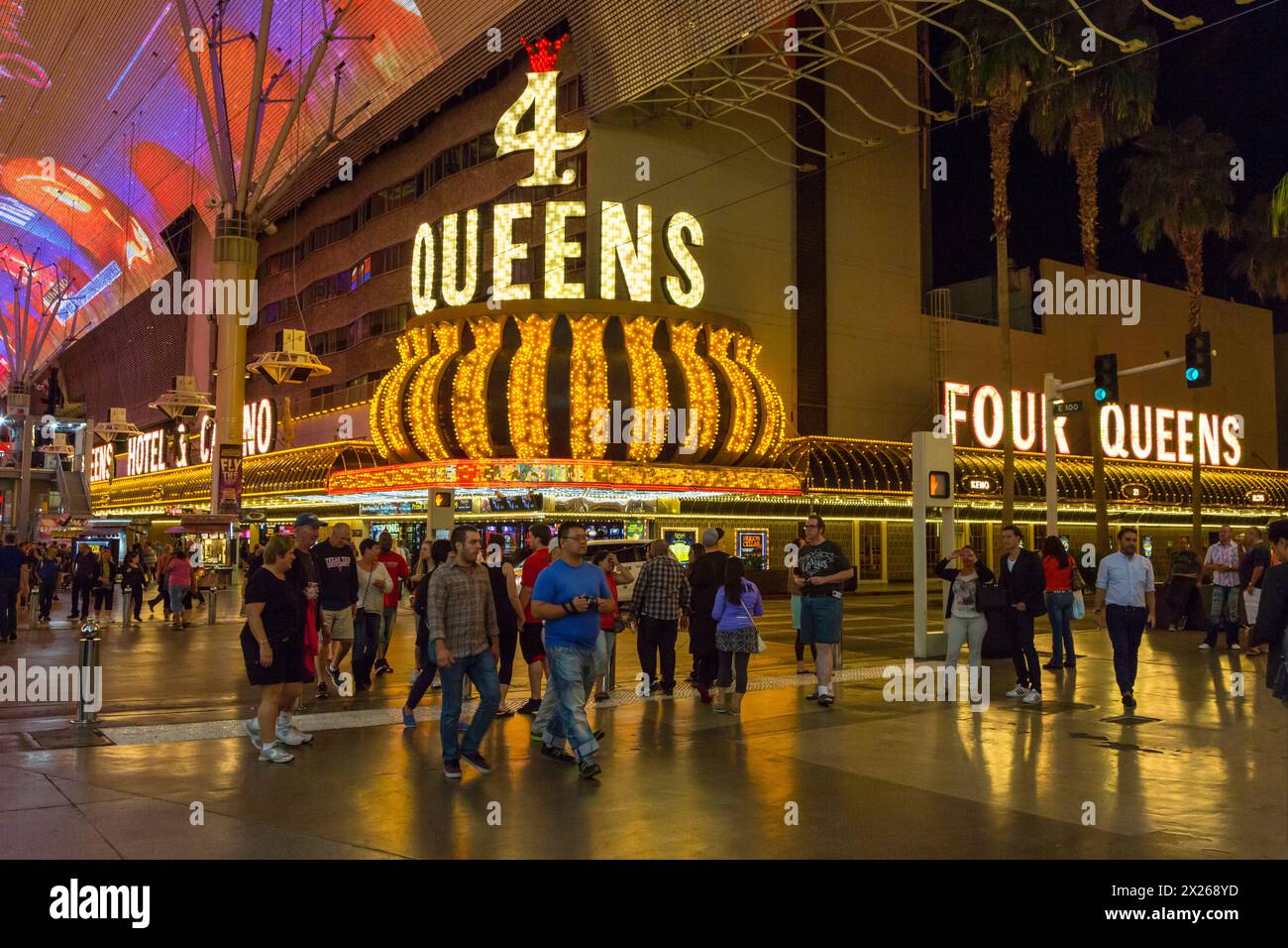 Las Vegas, Nevada.  Fremont Street.  4 Königinnen Casino Festzelt. Stockfoto