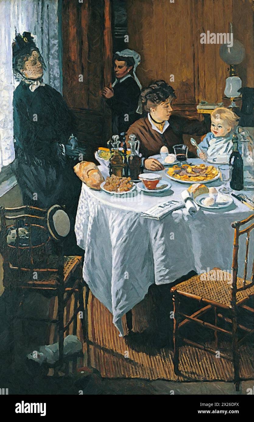 Das Mittagessen, 1868 (Gemälde) des Künstlers Monet, Claude (1840–1926) Französisch. Stock Vektor
