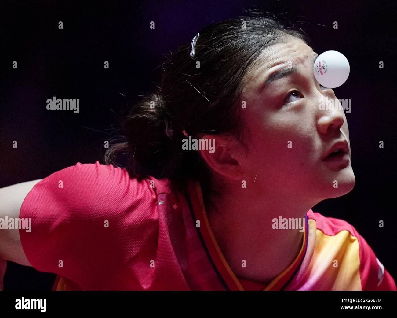 Macau, China. April 2024. Chen Meng tritt im Halbfinale der Frauen