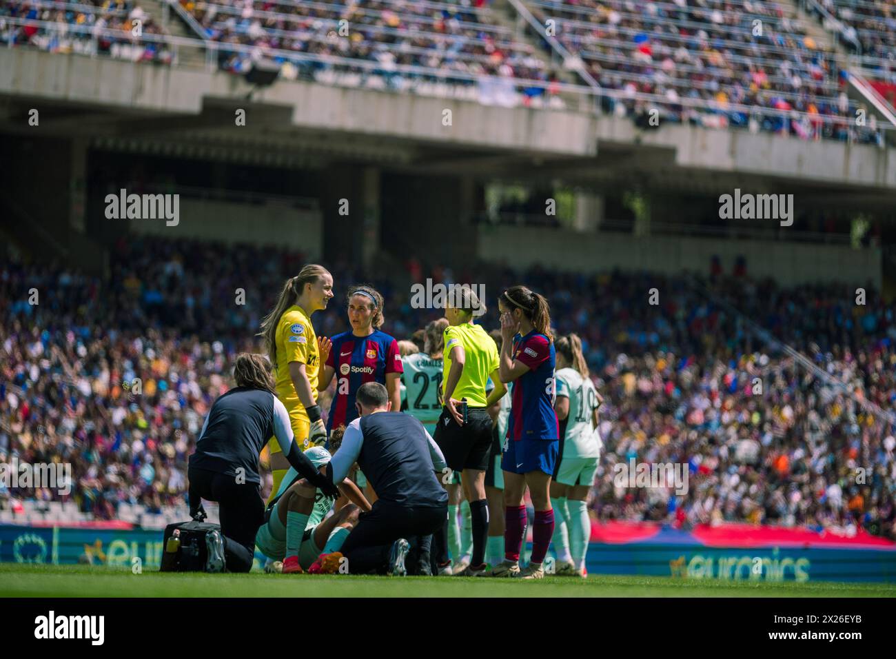 Barcelona, Spanien, 20. April 2024. Frauen Champions League - Halbfinale - erste Liga - FC Barcelona gegen Chelsea FC. Quelle: Joan Gosa/Alamy Live News Stockfoto