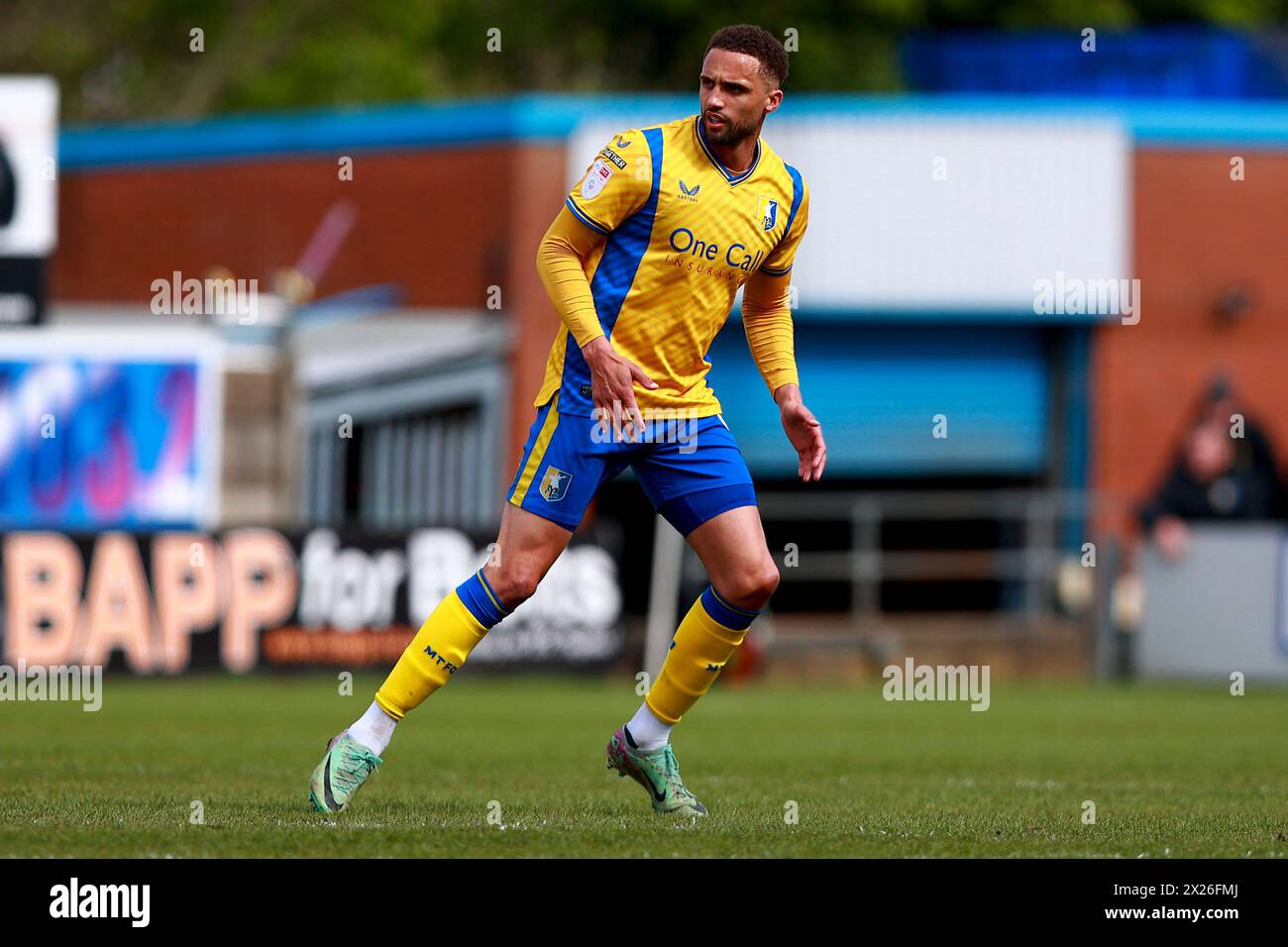 Mansfield, Großbritannien. April 2024. Jordan Bowery aus Mansfield Town während des Spiels Mansfield Town FC gegen Gillingham Town FC SKY Bet EFL League 2 im One Call Stadium, Mansfield, England, Großbritannien am 20. April 2024 Credit: Every Second Media/Alamy Live News Stockfoto