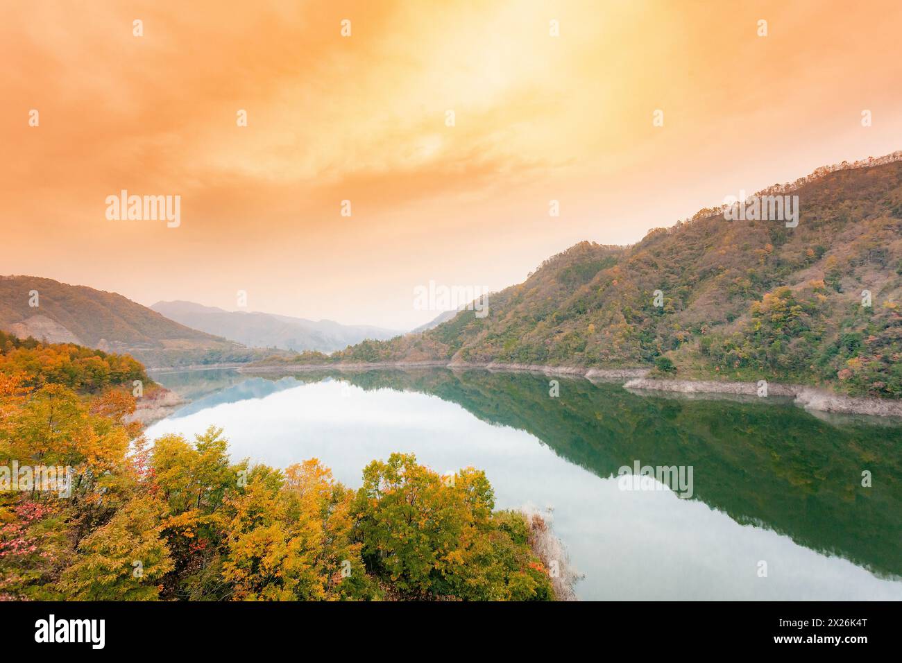 Landschaft des Reservoir in Foping County, Provinz Shaanxi Stockfoto