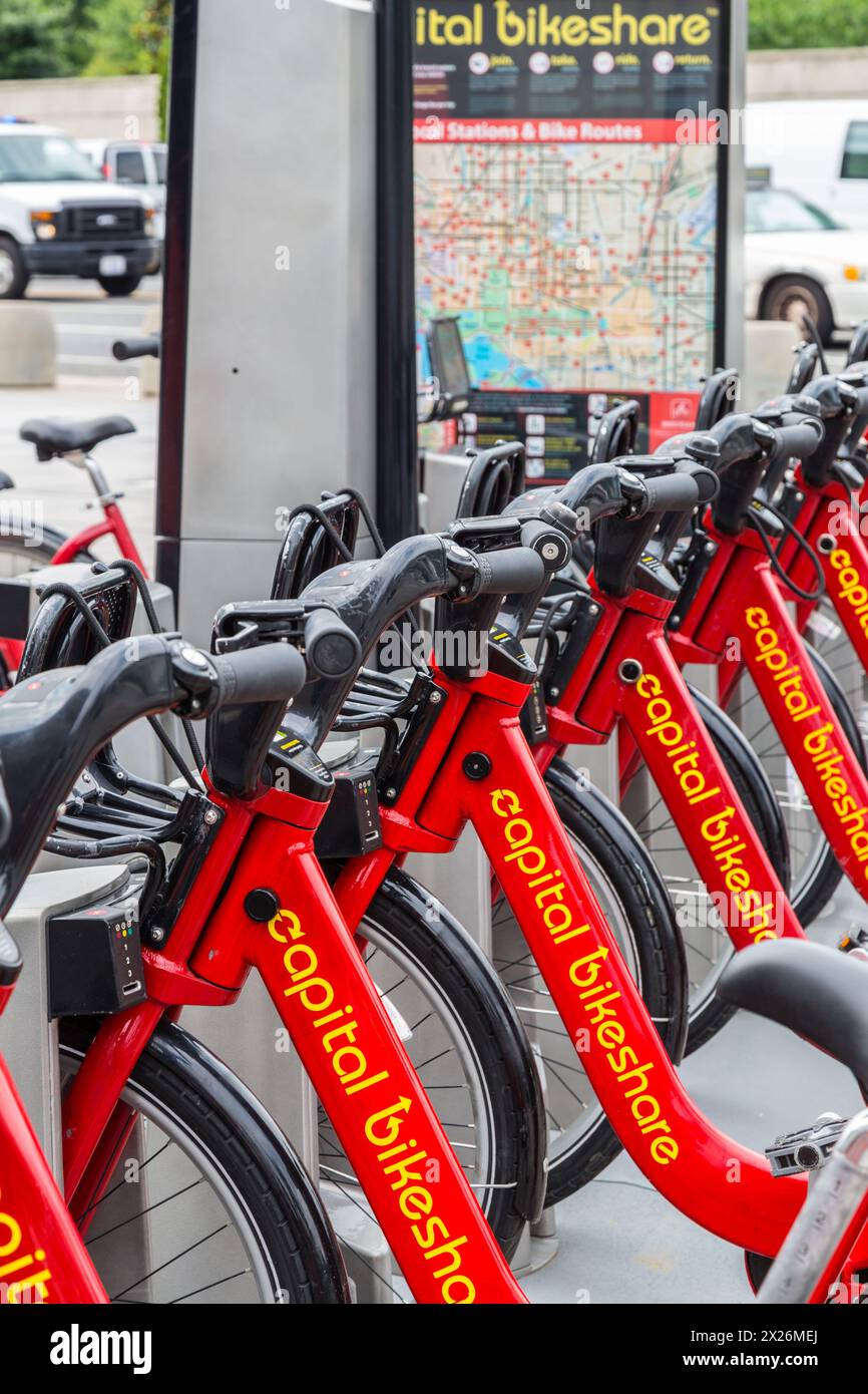 Washington, D.C., USA. Capital Bikeshare Stand. Stockfoto