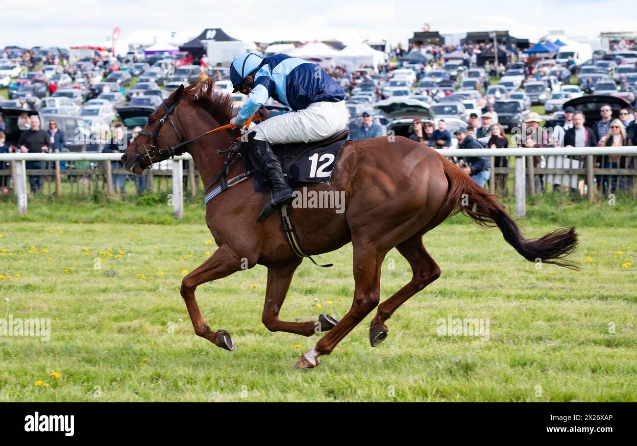 Chaddesley Corbett Racecourse, Worcestershire, Samstag, 20. April 2024; Jeux D'Eau und Jockey Huw Edwards gewinnen 2024 das Lady Dudley Cup Mens Open Race für Trainerin Laura Richardson und Besitzer Laura Richardson & David Heys. Credit JTW equine Images / Alamy Live News. Stockfoto