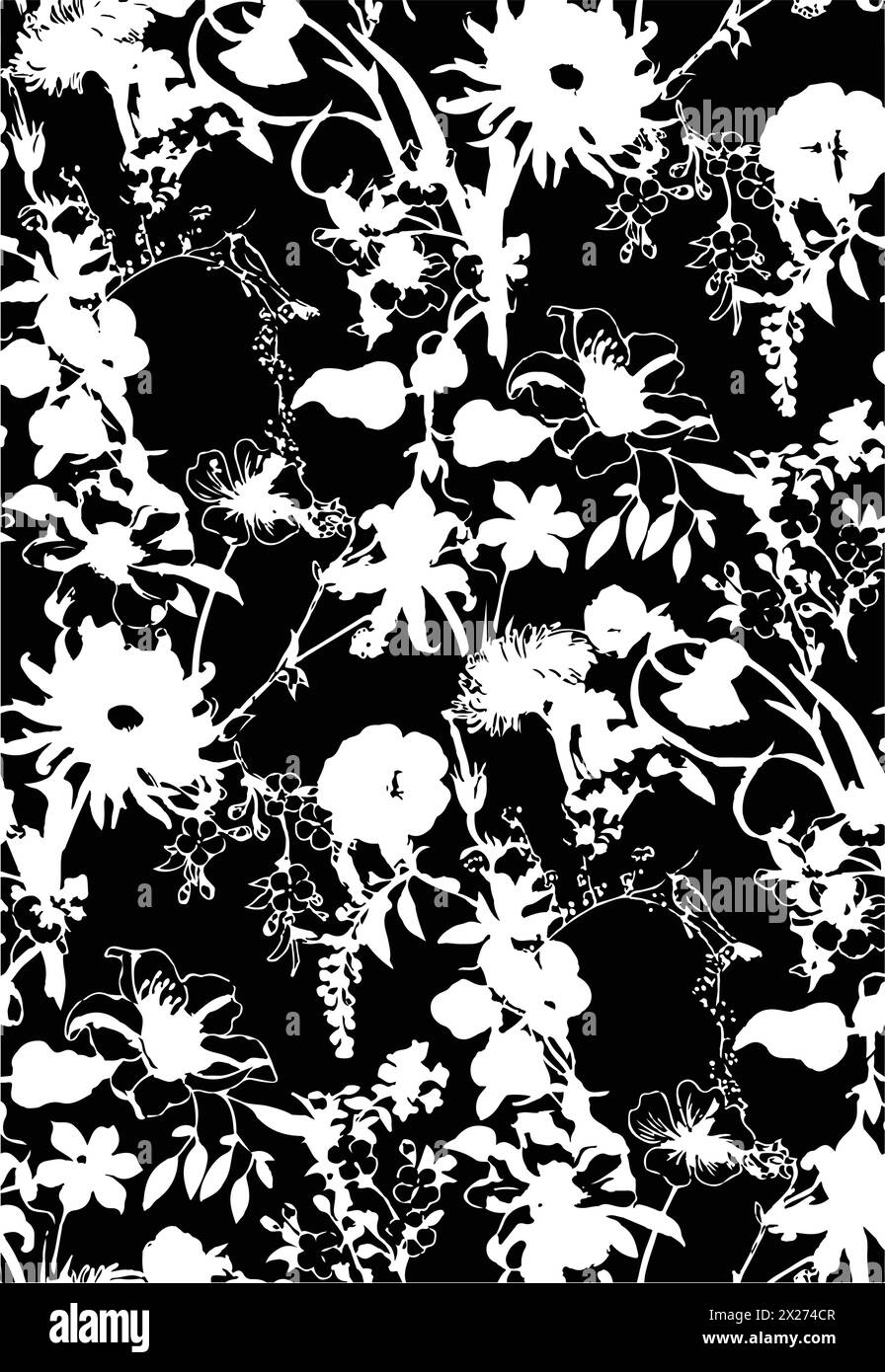 botanisches Hintergrundmuster. Abstraktes Blumenmuster. Künstlerisches nahtloses Muster. Modische Vorlage für Design Stock Vektor