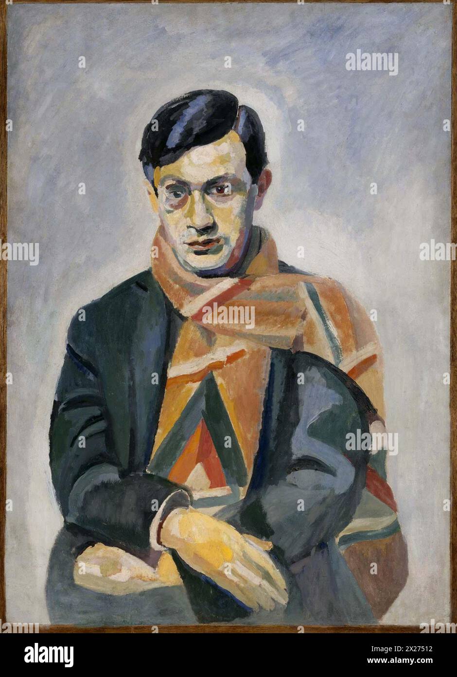 Porträt von Tristan Tzara ist ein Ölgemälde des französischen Malers Robert Delaunay, das 1923 geschaffen wurde. It Stockfoto