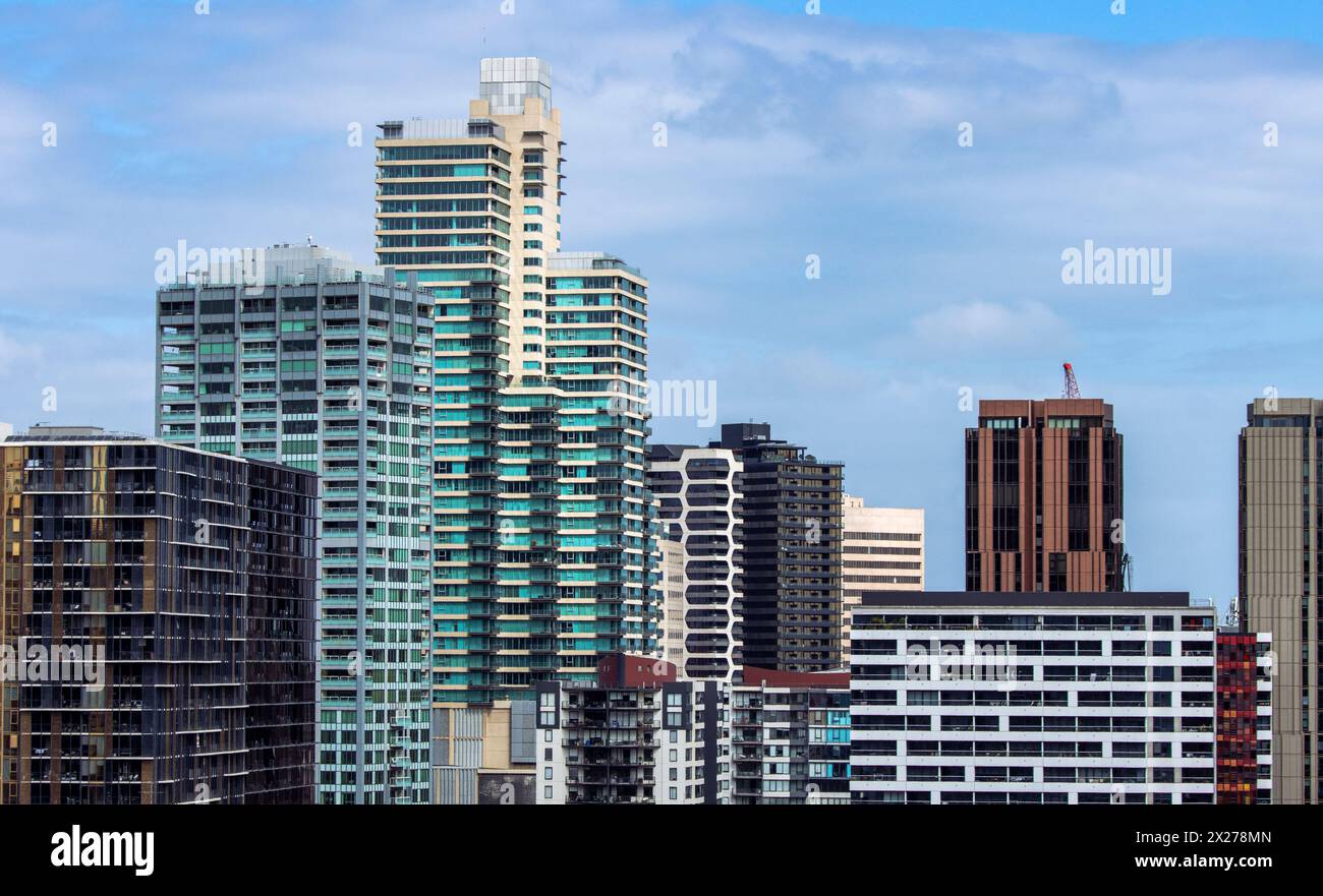 Wolkenkratzer im Stadtbild von Melbourne, Victoria Australien Stockfoto