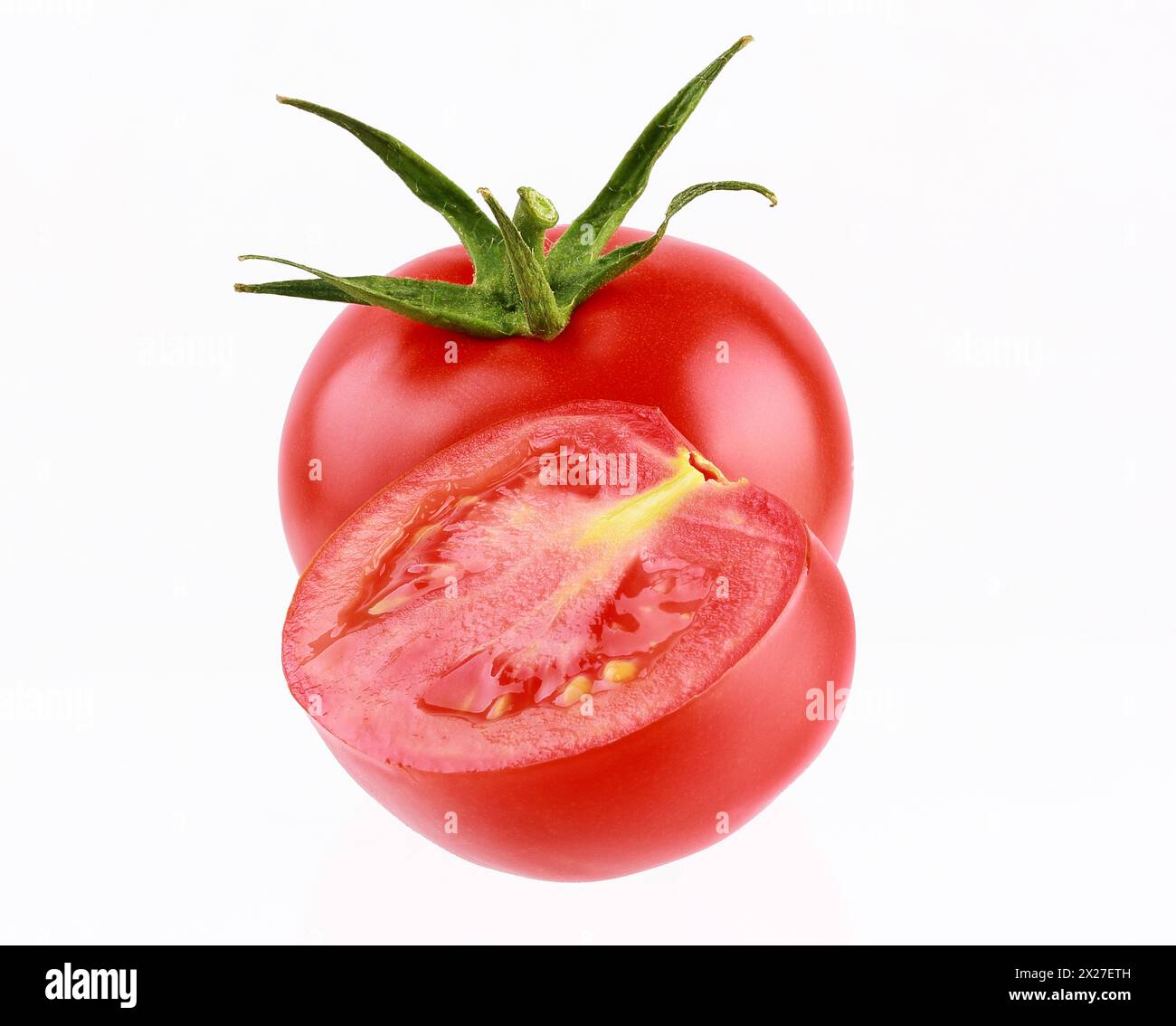 Tomaten auf dem weißen Hintergrund Stockfoto