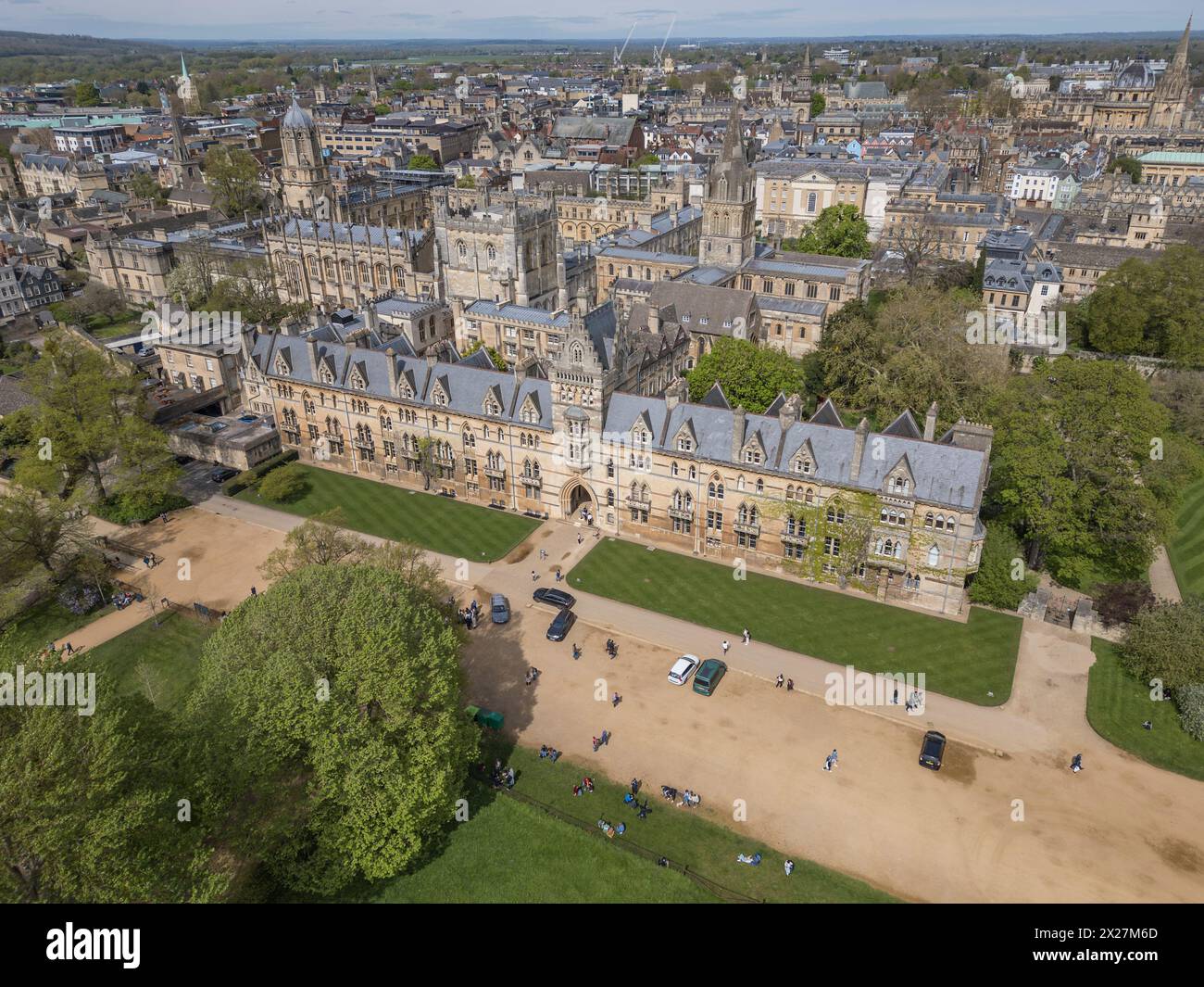 Aus der Vogelperspektive auf das Meadow Building, Christ Church College, University of Oxford. Stockfoto