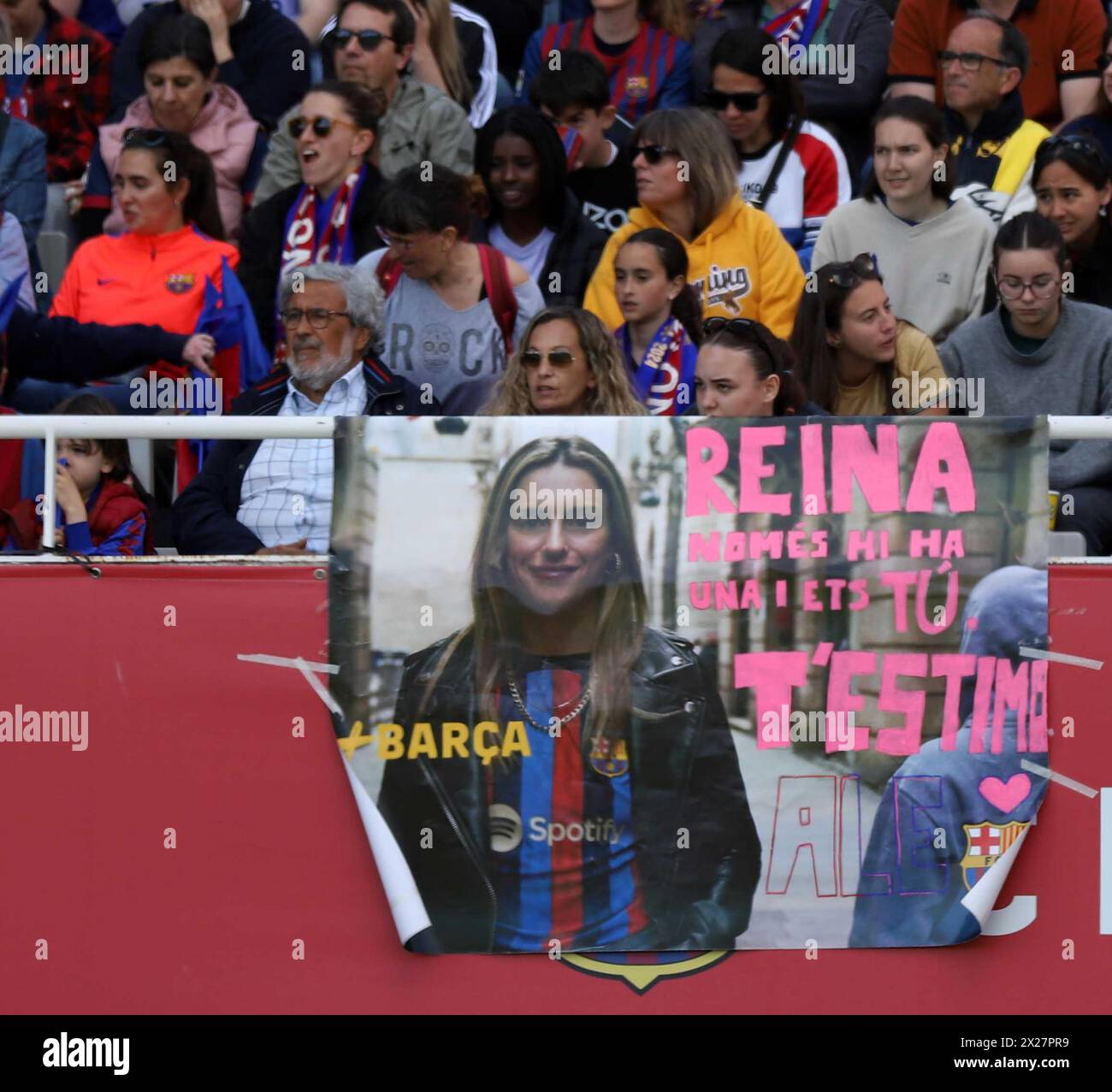 Sabadell, Barcelona, Spanien. April 2024. Barcelona Spanien 20.04.2024 Fans FC Barcelona während der UEFA Women's Champions League zwischen FC Barcelona und Chelsea FC im Camp Nou am 20. April 2024 in Barcelona. (Kreditbild: © Xavi Urgeles/ZUMA Press Wire) NUR REDAKTIONELLE VERWENDUNG! Nicht für kommerzielle ZWECKE! Quelle: ZUMA Press, Inc./Alamy Live News Stockfoto