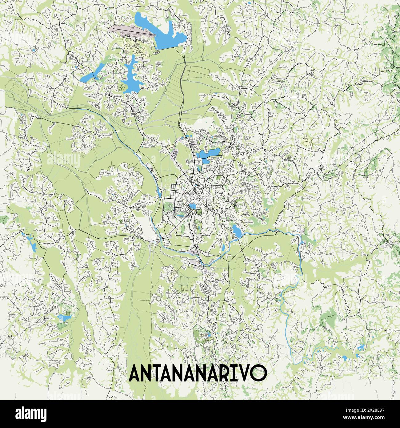 Karte Poster Kunst von Antananarivo Madagaskar Stock Vektor