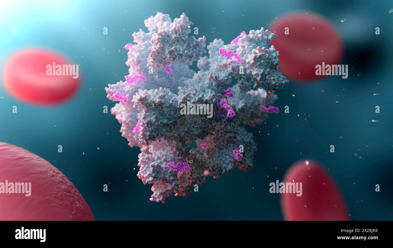 Albumin-Nanopartikel-Arzneimittelverabreichung, Illustration Stockfoto