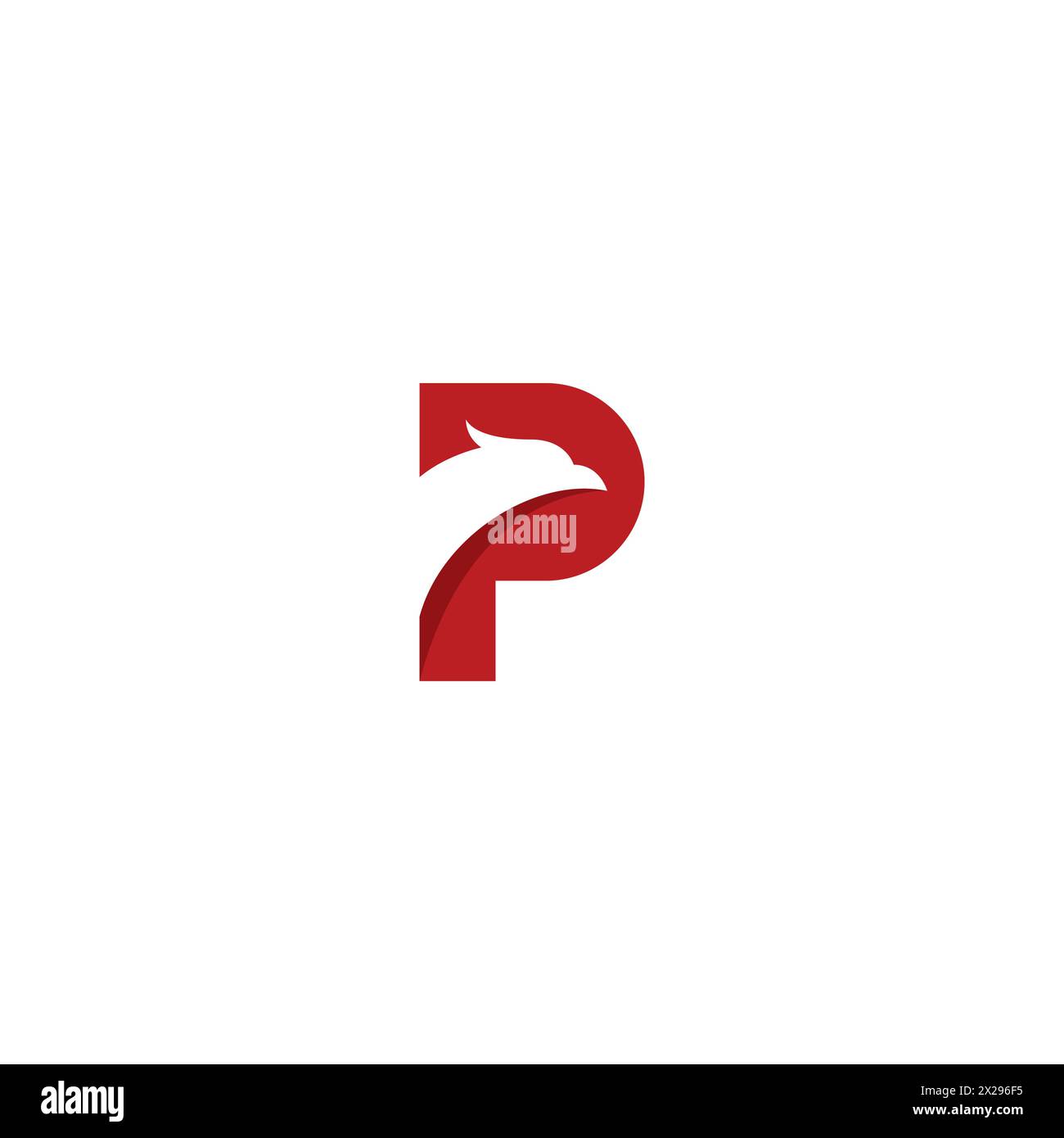 P Eagle-Logo mit roter Farbe. Symbol „P“ Stock Vektor
