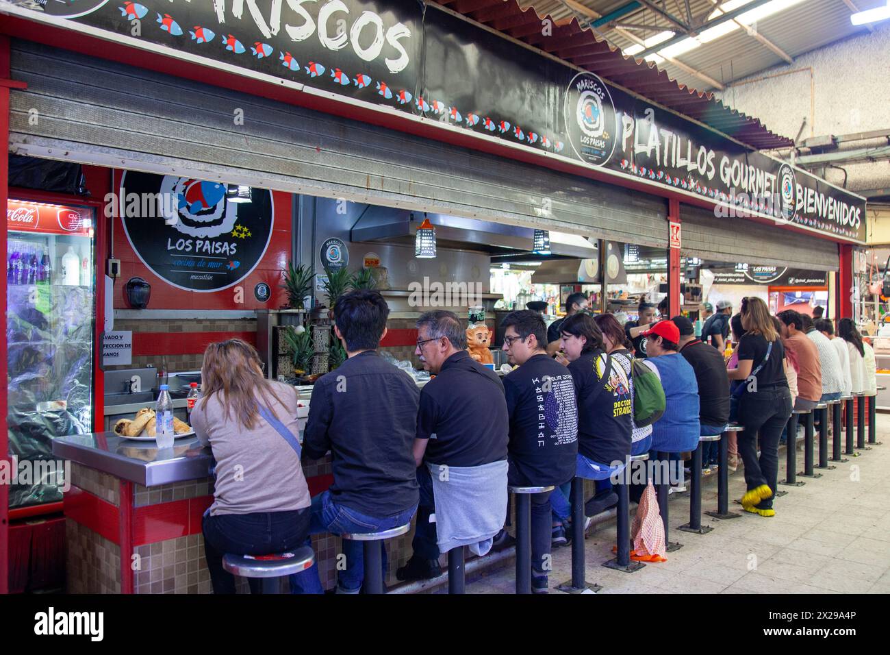 Comedor/ Restaurant in der Halle des Jamaica Markts in Mexiko-Stadt, Mexiko Stockfoto